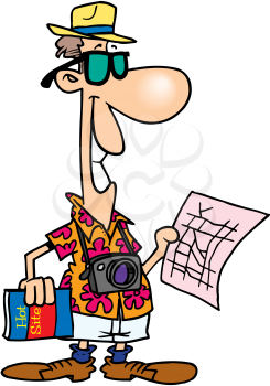 Royalty Free Clipart Image of a Tourist With a Map