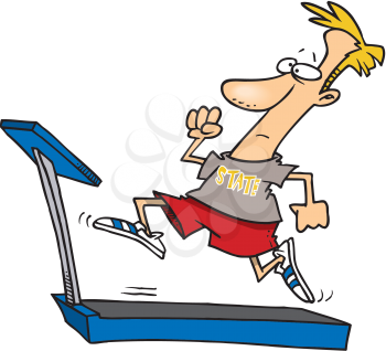 Royalty Free Clipart Image of a Man Running on a Treadmill