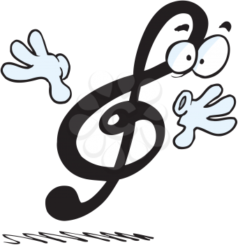 Royalty Free Clipart Image of a Treble Clef With Eyes