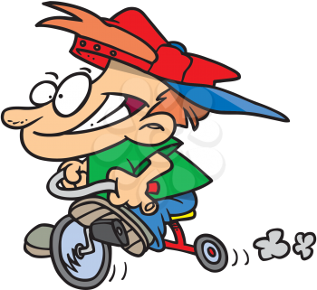Royalty Free Clipart Image of a Child Riding a Trike