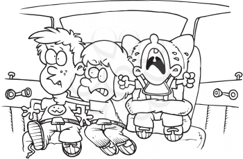 Royalty Free Clipart Image of Children in a Car
