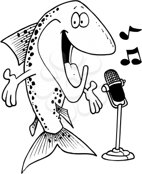 Royalty Free Clipart Image of a Fish Singing