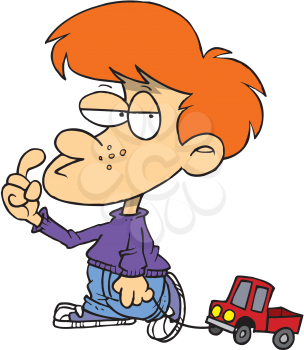Royalty Free Clipart Image of a Boy With a Truck