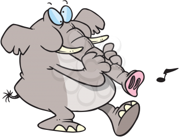 Royalty Free Clipart Image of an Elephant Playing His Trunk