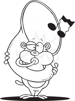 Royalty Free Clipart Image of a Gopher Playing a Tuba