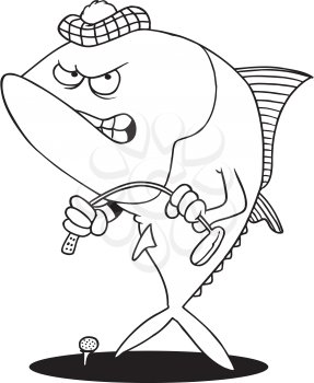 Royalty Free Clipart Image of a Golfing Fish