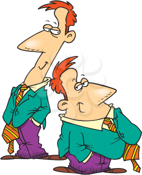 Royalty Free Clipart Image of Two Men Dressed the Same