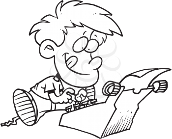 Royalty Free Clipart Image of a Boy Typing