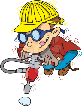 Royalty Free Clipart Image of a Child With a Jackhammer
