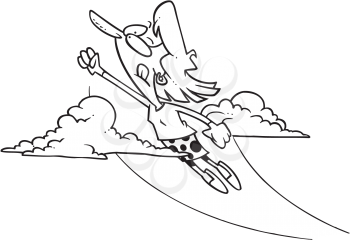 Royalty Free Clipart Image of a Woman Taking Off