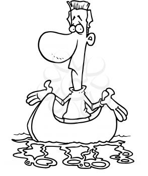 Royalty Free Clipart Image of a Man Adrift in a Boat