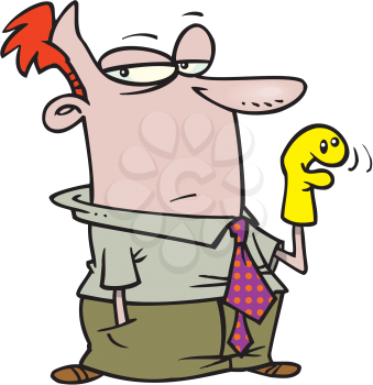 Royalty Free Clipart Image of a Man With a Puppet