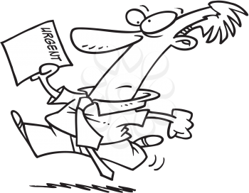 Royalty Free Clipart Image of a Man Running With a Piece of Paper