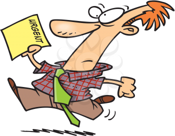Royalty Free Clipart Image of a Man Rushing With a Piece of Paper