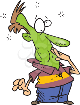 Royalty Free Clipart Image of a Man Turning Green