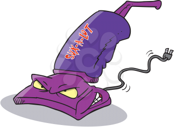 Royalty Free Clipart Image of an Angry Vacuum