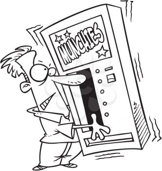 Royalty Free Clipart Image of a Nab Shaking a Vending Machine