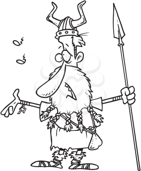 Royalty Free Clipart Image of a Viking Singing a Song