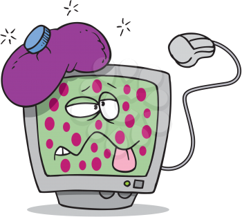 Royalty Free Clipart Image of a Sick Computer