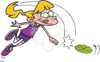 Royalty Free Clipart Image of a Girl Playing Volleyball