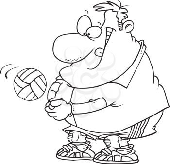 Royalty Free Clipart Image of an Overweight Volleyball Player