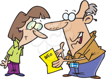 Royalty Free Clipart Image of a Man Talking to a Woman