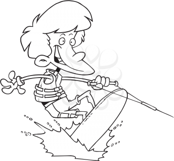 Royalty Free Clipart Image of a Kid on a Wakeboard