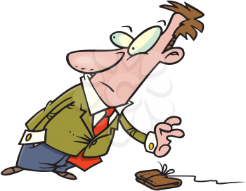 Royalty Free Clipart Image of a Man Finding a Wallet