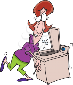 Royalty Free Clipart Image of a Woman Doing Laundry