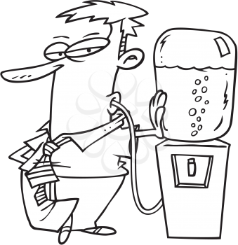 Royalty Free Clipart Image of a Man at a Water Cooler