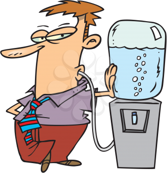Royalty Free Clipart Image of a Man at a Water Cooler