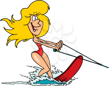 Royalty Free Clipart Image of a Woman Waterskiing