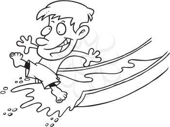 Royalty Free Clipart Image of a Child on a Waterslide