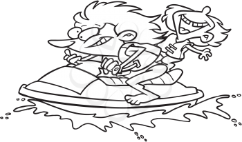 Royalty Free Clipart Image of People on a Seadoo