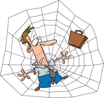 Royalty Free Clipart Image of a Man in a Web
