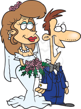 Royalty Free Clipart Image of a Bridal Couple