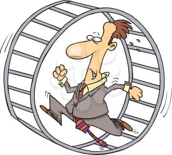 Royalty Free Clipart Image of a Man in a Wheel