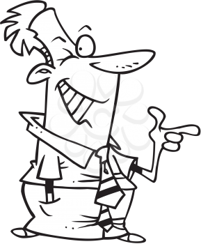 Royalty Free Clipart Image of a Man Winking and Pointing