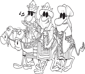 Royalty Free Clipart Image of Cool Three Wise Men