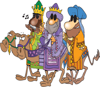 Royalty Free Clipart Image of Cool Three Wise Men