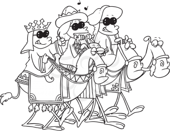 Royalty Free Clipart Image of Three Children Dressed as the Wise Men