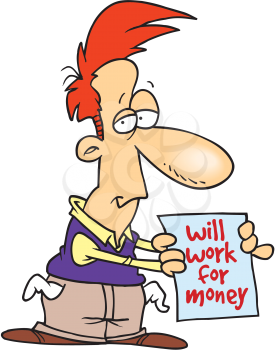 Royalty Free Clipart Image of a Man in Need of Work