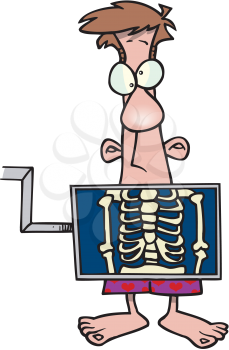 Royalty Free Clipart Image of an Man Getting an X-Ray
