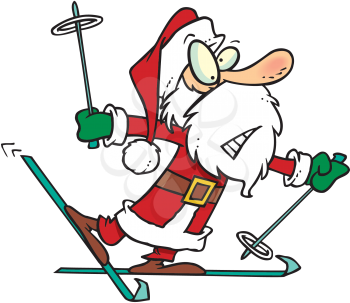 Royalty Free Clipart Image of a Santa Skiing
