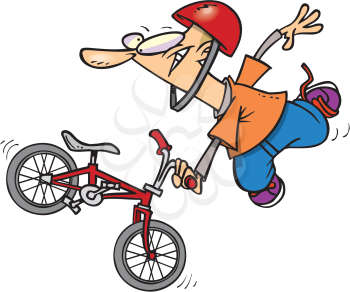 Royalty Free Clipart Image of a Boy Doing Stunts on a Bike