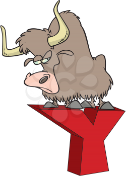 Royalty Free Clipart Image of a Yak on a Y