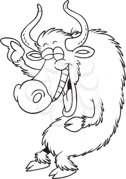 Royalty Free Clipart Image of a Laughing Yak