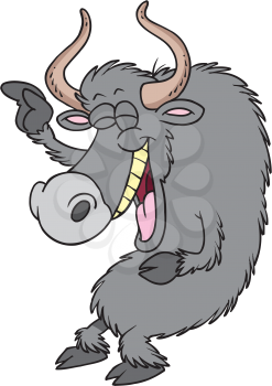 Royalty Free Clipart Image of a Laughing Yak