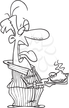 Royalty Free Clipart Image of a Prisoner Looking at a Plate of Unappetizing Food