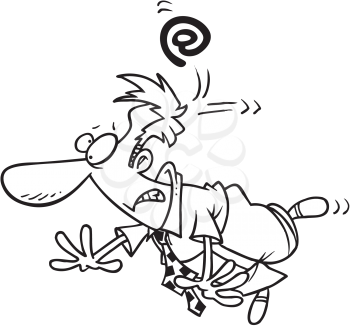 Royalty Free Clipart Image of a Man Hit on the Head by an At Symbol